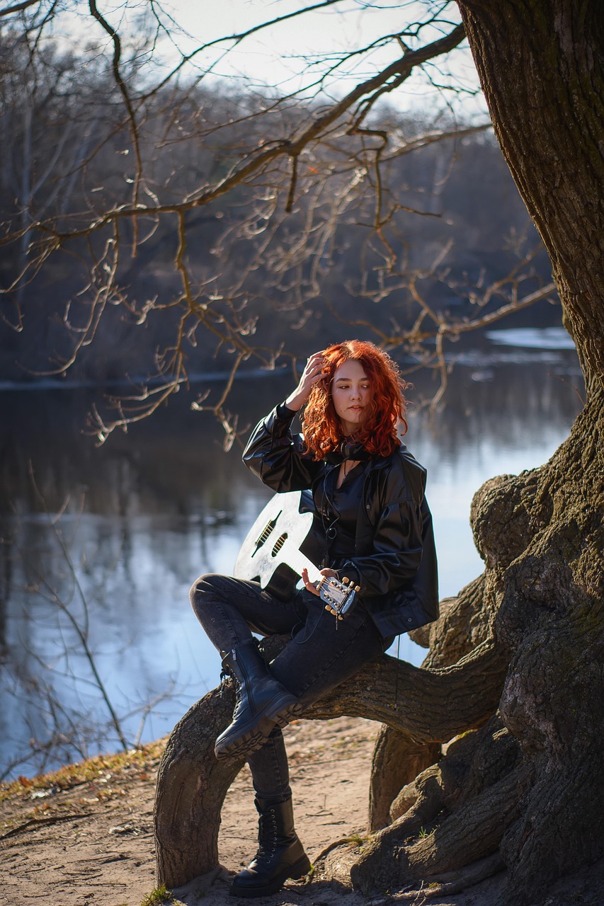 About nature, autumn, river, guitar, music, young woman, music, music, music, music, music